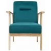 MILIBOO Fauteuil Scandinave En Velours Bleu Pétrole Et Bois Clair ABYSS - Bleu Pétrole Velours