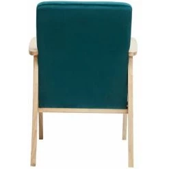 MILIBOO Fauteuil Scandinave En Velours Bleu Pétrole Et Bois Clair ABYSS - Bleu Pétrole Velours -France MILIBOO Soldes 2022 30356680 4