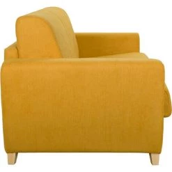 MILIBOO Canapé Convertible Scandinave Effet Velours Jaune Moutarde Avec Matelas L140 Cm 12 Cm GRAHAM - Jaune Mat -France MILIBOO Soldes 2022 30660399 4