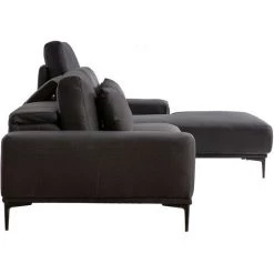 MILIBOO Canapé D'angle Droit Design En Tissu Gris Foncé Avec Dossier Ajustable KONRAD - Gris Foncé -France MILIBOO Soldes 2022 31497200 3