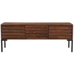 MILIBOO Meuble TV 3 Portes En Manguier Massif Et Métal L120 ONDA - Noyer