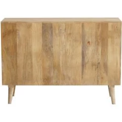 MILIBOO Buffet Meuble De Rangement Bouteilles Ou Vinyles En Manguier Massif ISIDRO - Bois Clair / Noir -France MILIBOO Soldes 2022 32133757 4