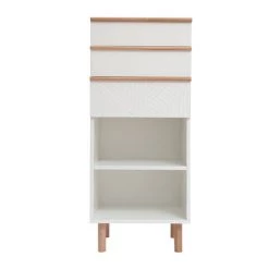 MILIBOO Meuble D'entrée Coiffeuse Avec Rangement Blanc Et Bois DARINA - Blanc