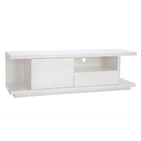 MILIBOO Meuble TV Design Blanc Laqué Brillant L150 Cm KARY - Blanc Laqué 4 MILIBOO Meuble TV Design Blanc Laqué Brillant L150 Cm KARY - Blanc Laqué – Image 2