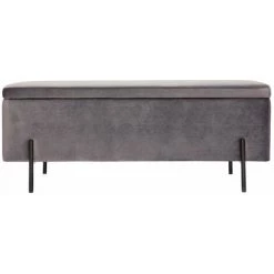 MILIBOO Banc Coffre En Velours Gris Foncé ADONIS - Gris Foncé Velours