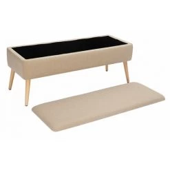 MILIBOO Banc Coffre En Tissu Beige Et Bois Clair LARS - Beige Naturel -France MILIBOO Soldes 2022 36333528 3