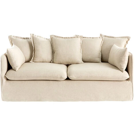 MILIBOO Canapé 3 Places Déhoussable En Lin Coloris Naturel MERLIN - Lin 3 MILIBOO Canapé 3 Places Déhoussable En Lin Coloris Naturel MERLIN - Lin