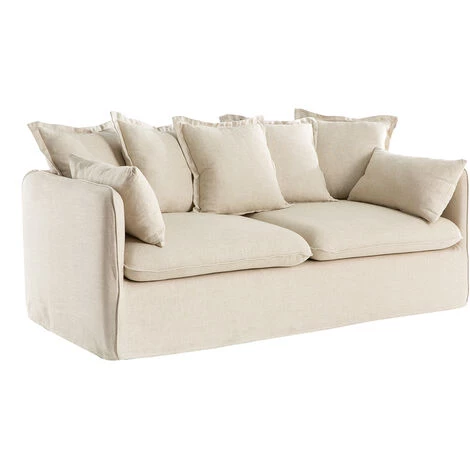 MILIBOO Canapé 3 Places Déhoussable En Lin Coloris Naturel MERLIN - Lin 4 MILIBOO Canapé 3 Places Déhoussable En Lin Coloris Naturel MERLIN - Lin – Image 2
