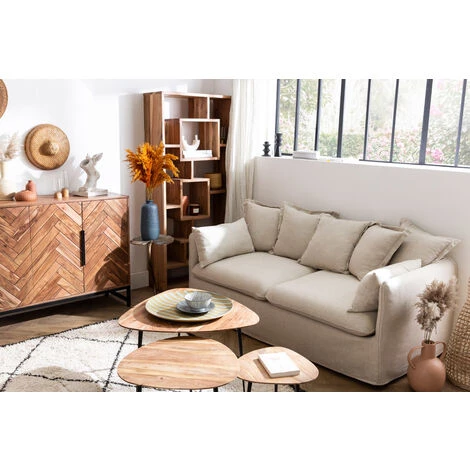 MILIBOO Canapé 3 Places Déhoussable En Lin Coloris Naturel MERLIN - Lin 7 MILIBOO Canapé 3 Places Déhoussable En Lin Coloris Naturel MERLIN - Lin – Image 5