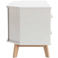 MILIBOO Meuble TV D'angle Scandinave Avec Tiroirs Blanc Et Bois L100 ROHAN - Bois Clair / Blanc -France MILIBOO Soldes 2022 36333691 4