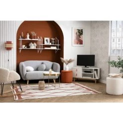 MILIBOO Meuble TV D'angle Scandinave Avec Tiroirs Blanc Et Bois L100 ROHAN - Bois Clair / Blanc -France MILIBOO Soldes 2022 36333691 5