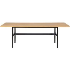 MILIBOO Table à Manger Industrielle Placage Chêne Et Métal Noir Rectangulaire L230 Cm HILBA - Chêne Clair
