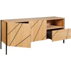 MILIBOO Buffet Design Avec Motif Gravé Chêne Et Métal Noir L175 Cm ICODE - Chêne Clair -France MILIBOO Soldes 2022 36333701 3