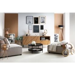 MILIBOO Buffet Design Avec Motif Gravé Chêne Et Métal Noir L175 Cm ICODE - Chêne Clair -France MILIBOO Soldes 2022 36333701 5