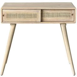 MILIBOO Console Avec Rangement En Manguier Massif Et Cannage L80 Cm ACANGE - Naturel