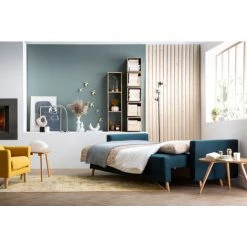 MILIBOO Canapé Convertible Scandinave 3 Places Avec Coffre Bleu Paon MIRA - Bleu Pétrole -France MILIBOO Soldes 2022 36333760 5