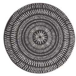 MILIBOO Tapis Rond Réversible Intérieur Extérieur Blanc Et Noir D160 Cm ENYA - Noir Et Blanc