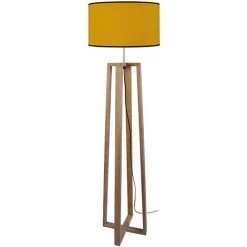 MILIBOO Lampadaire Jaune Avec Piètement Croisé Bois MANON - Jaune