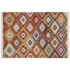 MILIBOO Tapis Kilim Tissé Main En Laine Et Coton 160 X 230 Cm CHEYENE - Multicolore