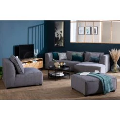 MILIBOO Canapé D'angle Droit Moderne Modulable Tissu Gris Clair PLURIEL - Gris Clair -France MILIBOO Soldes 2022 36334012 5