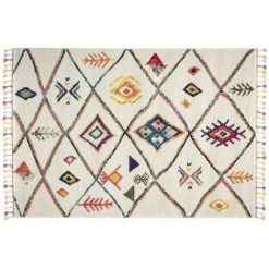 MILIBOO Tapis Style Berbère Avec Pompons Multicolore 160 X 230 Cm MEDINA - Multicolore