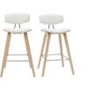 MILIBOO Tabourets De Bar Design Blanc Et Bois Clair H69 Cm (lot De 2) VASCO - Bois Clair / Blanc