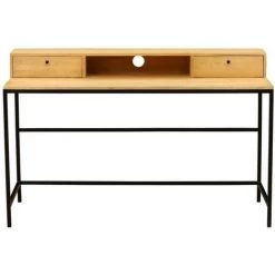 MILIBOO Bureau En Manguier Et Métal Noir Avec Tiroirs OPIUM - Naturel
