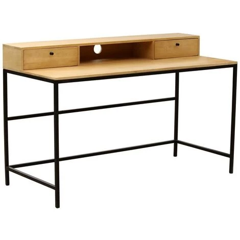 MILIBOO Bureau En Manguier Et Métal Noir Avec Tiroirs OPIUM - Naturel 4 MILIBOO Bureau En Manguier Et Métal Noir Avec Tiroirs OPIUM - Naturel – Image 2