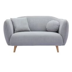MILIBOO Canapé Scandinave En Tissu Effet Velours Gris Clair 2 Places FOLK - Gris Clair Velours