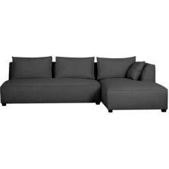 MILIBOO Canapé D'angle Droit Moderne Modulable Avec Chauffeuse Double Gris Anthracite PLURIEL - Gris Foncé