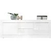MILIBOO Buffet Design Blanc Laqué Brillant Avec Tiroirs L210 Cm LATTE - Blanc Laqué Laqué -France MILIBOO Soldes 2022 37025114 1