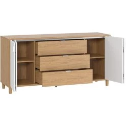 MILIBOO Buffet Scandinave Blanc Et Bois Avec Pieds Chêne L160 Cm VESTA - Bois Clair / Blanc -France MILIBOO Soldes 2022 37144474 3