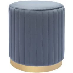 MILIBOO Pouf En Velours Gris Et Métal Doré D40 Cm DONA - Gris Foncé Velours