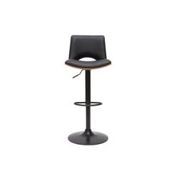 MILIBOO Tabouret De Bar Design Réglable Noir Et Bois Foncé PANACH - Noyer / Noir