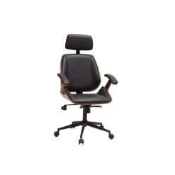 MILIBOO Fauteuil De Bureau De Direction Noir Et Bois Foncé MUSK - Noyer / Noir -France MILIBOO Soldes 2022 38382693 2