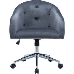 MILIBOO Fauteuil De Bureau Velours Gris Foncé SHARON - Gris Velours