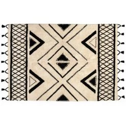 MILIBOO Tapis Ethnique En Coton Noir Et Naturel 160 X 230 Cm MAURI - Noir