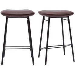 MILIBOO Tabourets De Bar Industriel Marron Foncé (lot De 2) DORY - Marron Foncé