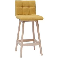 MILIBOO Tabourets De Bar En Tissu Effet Velours Jaune Moutarde H65 Cm (lot De 2) KLARIS - Jaune Velours -France MILIBOO Soldes 2022 41595720 3