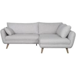 MILIBOO Canapé D'angle Droit Scandinave 3/4 Places Gris Clair Chiné CREEP - Gris Clair