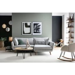 MILIBOO Canapé D'angle Droit Scandinave 3/4 Places Gris Clair Chiné CREEP - Gris Clair -France MILIBOO Soldes 2022 41826394 5