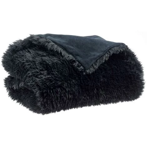 MILIBOO Plaid Imitation Fourrure Noir 140 X 180 Cm ALPIN - Noir Carbone 3 MILIBOO Plaid Imitation Fourrure Noir 140 X 180 Cm ALPIN - Noir Carbone