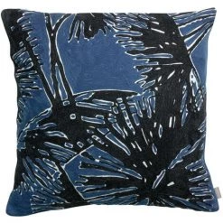 MILIBOO Coussin Brodé Bleu En Coton Motif Végétal (45 X 45 Cm) NATURA - Bleu Foncé