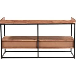 MILIBOO Meuble TV Avec Tiroirs En Acacia Et Métal Noir L115 Cm HERMANN - Naturel -France MILIBOO Soldes 2022 42033018 4