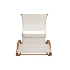 MILIBOO Chaise Longue Rocking Chair Double Blanc Et Bois NANAWA - Naturel