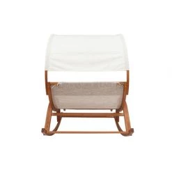MILIBOO Chaise Longue Rocking Chair Double Blanc Et Bois NANAWA - Naturel -France MILIBOO Soldes 2022 42433895 4