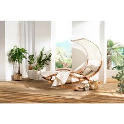 MILIBOO Chaise Longue Rocking Chair Double Blanc Et Bois NANAWA - Naturel -France MILIBOO Soldes 2022 42433895 5