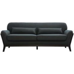 MILIBOO Canapé Scandinave 3 Places Tissu Gris Foncé Et Pieds Bois Noir YOKO - Gris Foncé