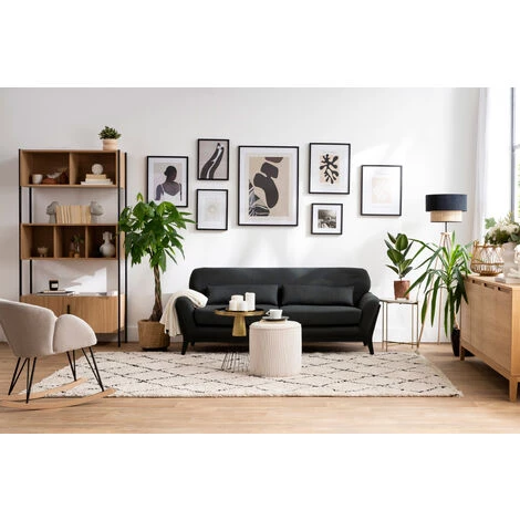 MILIBOO Canapé Scandinave 3 Places Tissu Gris Foncé Et Pieds Bois Noir YOKO - Gris Foncé 7 MILIBOO Canapé Scandinave 3 Places Tissu Gris Foncé Et Pieds Bois Noir YOKO - Gris Foncé – Image 5