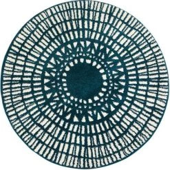 MILIBOO Tapis Rond Graphique Bleu D160 Cm OLAPA - Bleu Canard